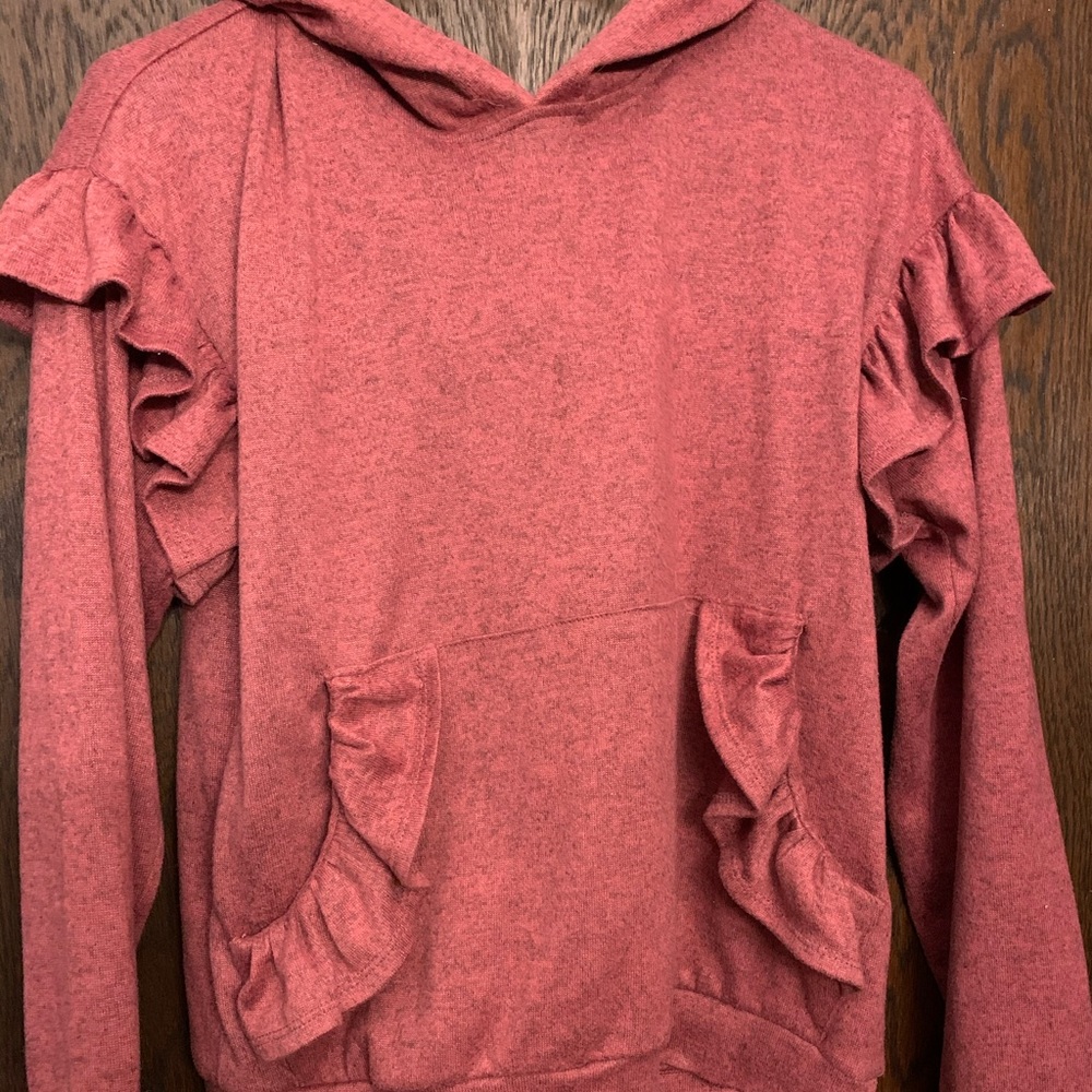 Rose colored hooded top